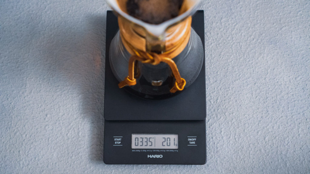コーヒー抽出の計量