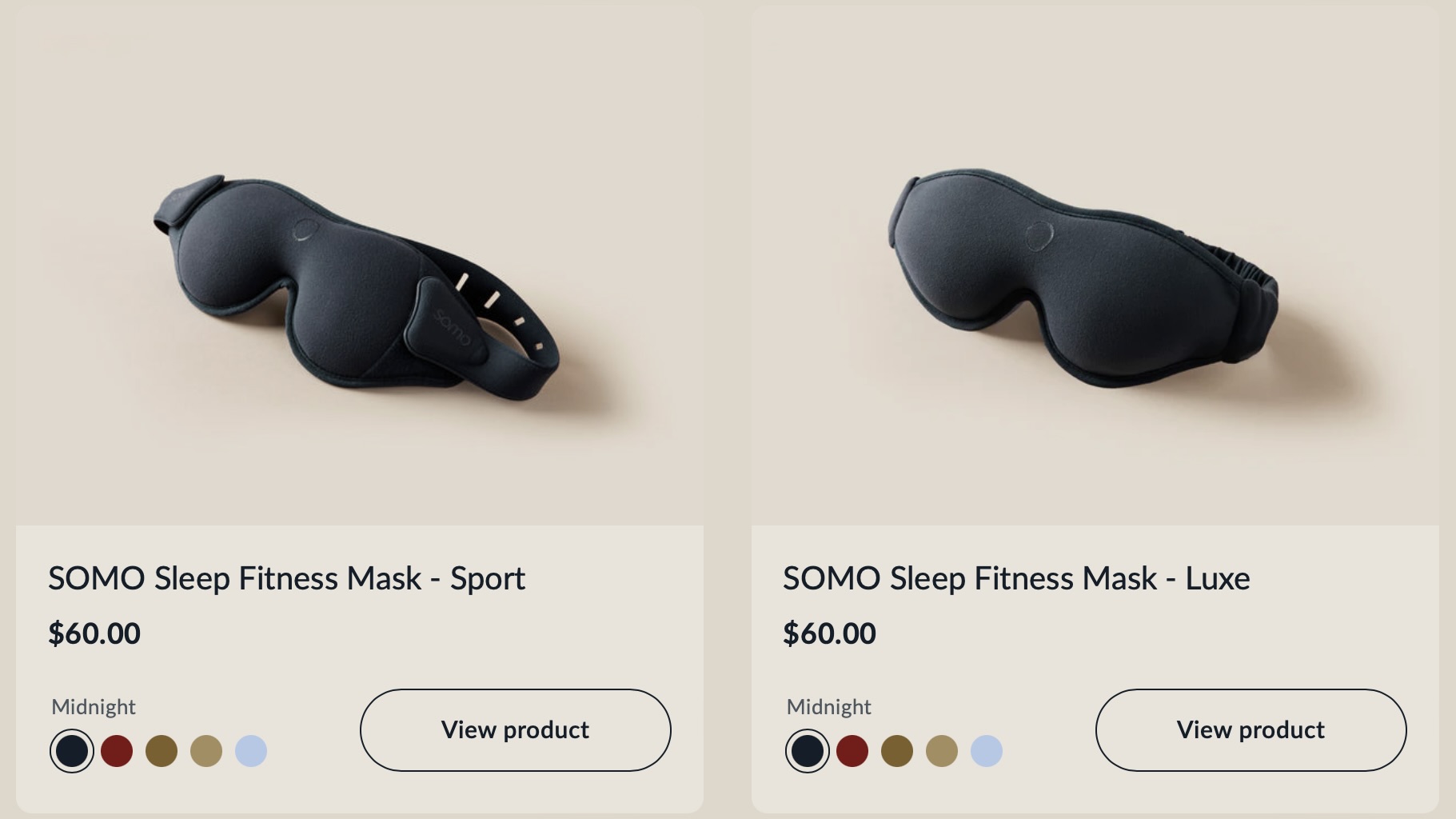 SOMO Sleep Fitness Maskの2モデル